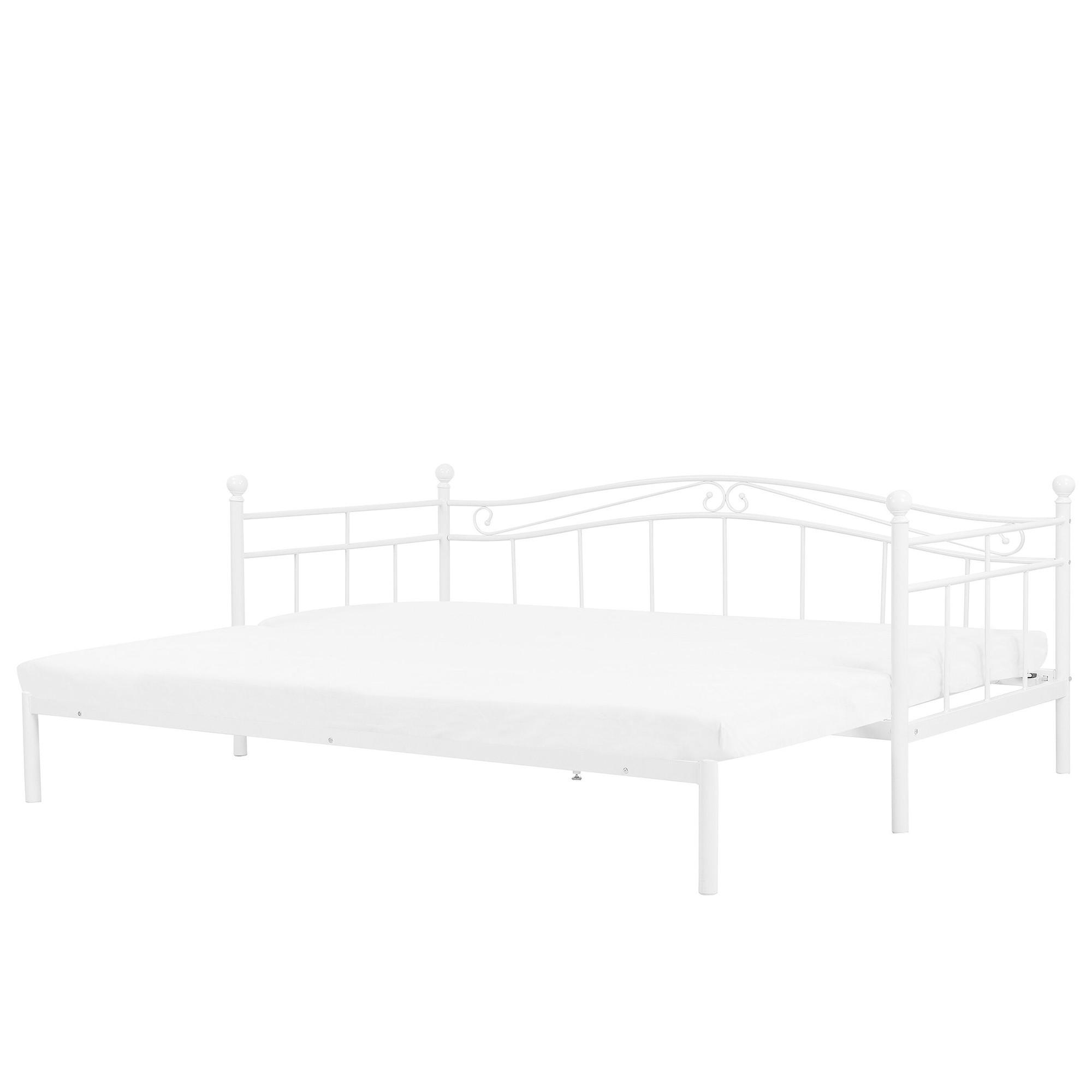 AUSZIEHBETT 80x200 cm Weiß Tulle - Weiß, Metall (80/200cm) - Beliani