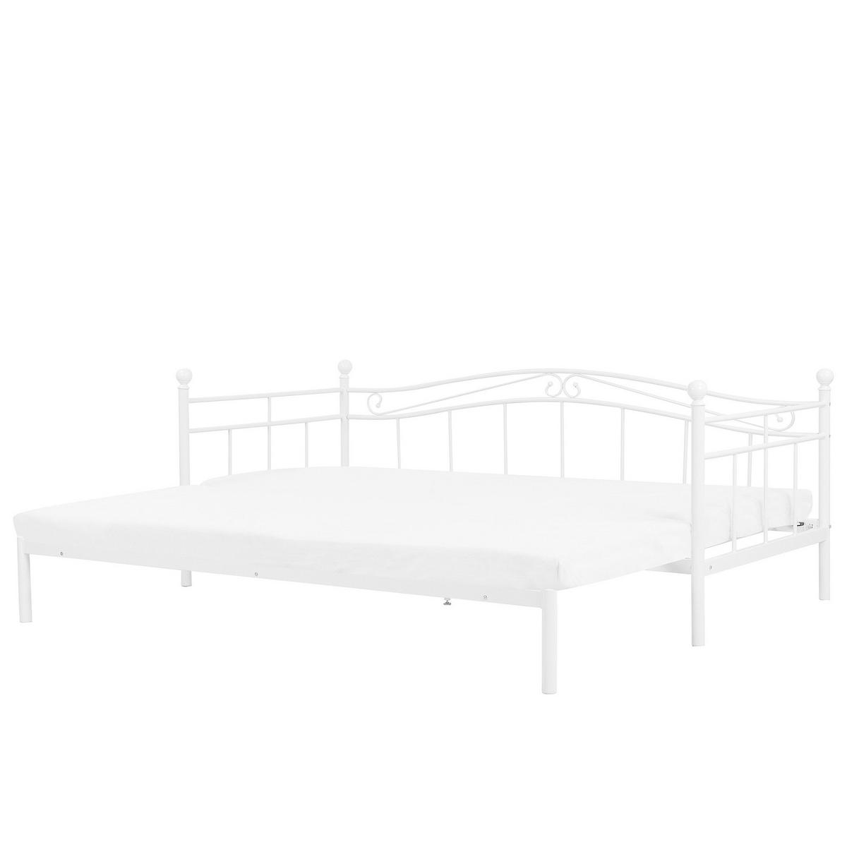 AUSZIEHBETT 80x200 cm Weiß Tulle - Weiß, Metall (80/200cm) - Beliani