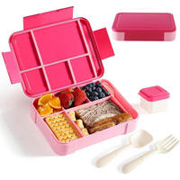 BROTDOSE Kinder 1300ml 6 Fächer Auslaufsicher Rosa - Rosa, Kunststoff (18/5.5/23cm)