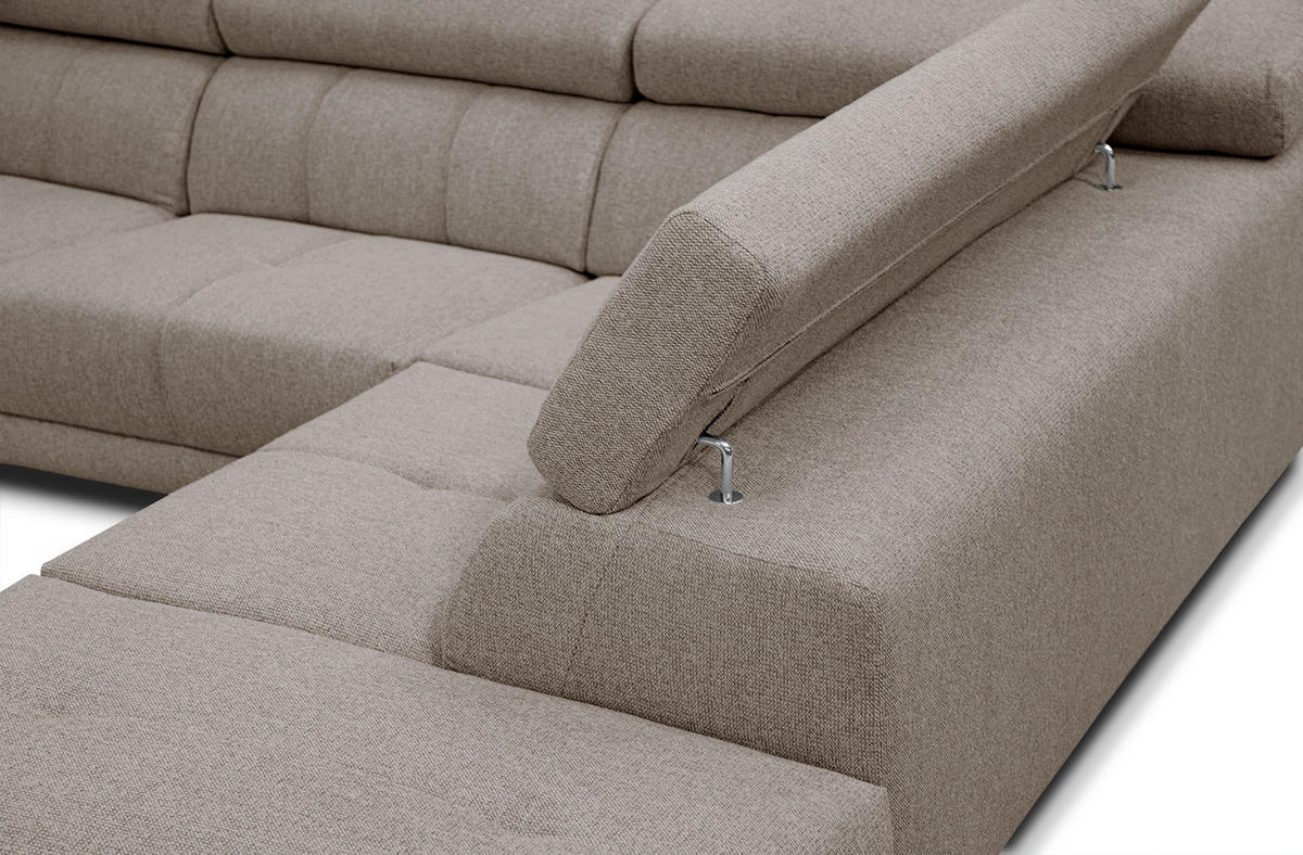 ECKSOFA MORELLO 5-Sitzer, taupe - Taupe/Schwarz, Holzwerkstoff/Textil (287/228cm) - Courtois Laville