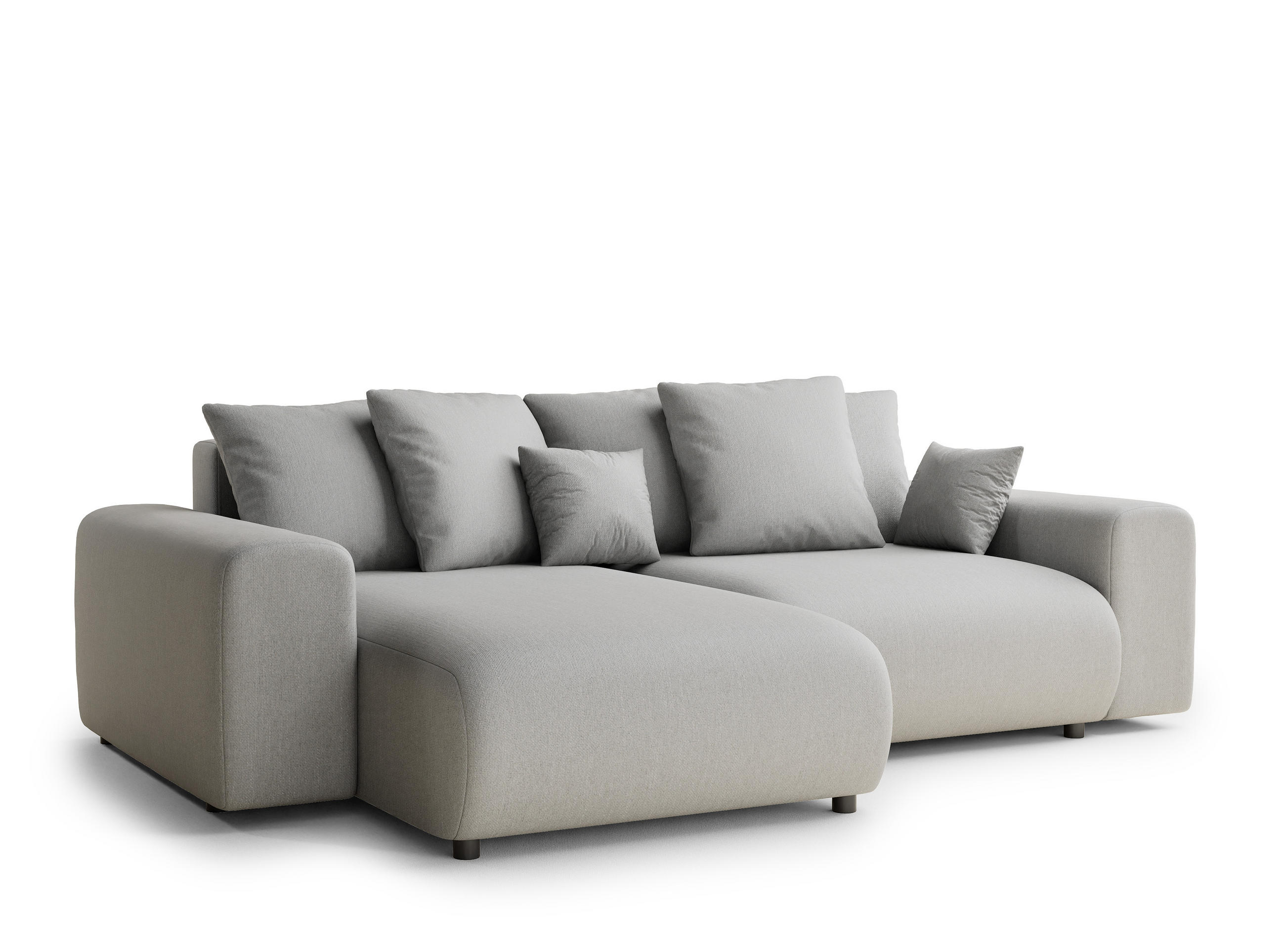 ECKSOFA MIT SCHLAFFUNKTION Solo Hellgrau Webstoff - Hellgrau/Schwarz, Holz/Holzwerkstoff (255/168cm) - Maison de Reve