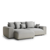 ECKSOFA MIT SCHLAFFUNKTION Solo Hellgrau Webstoff - Hellgrau/Schwarz, Holz/Holzwerkstoff (255/168cm) - Maison de Reve