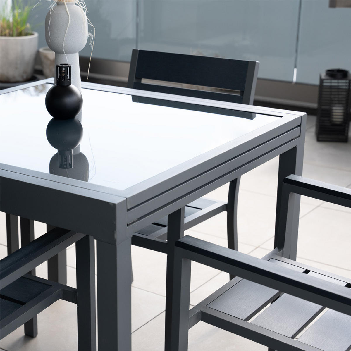 GARTENTISCH VERANO - Anthrazit, Glas/Metall (75/90/180cm) - Home Deluxe