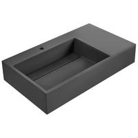 HÄNGEWASCHBECKEN Schwarz 75/43 cm Mineralguss Cusco - Schwarz, Naturmaterialien (75/15/43cm) - Beliani