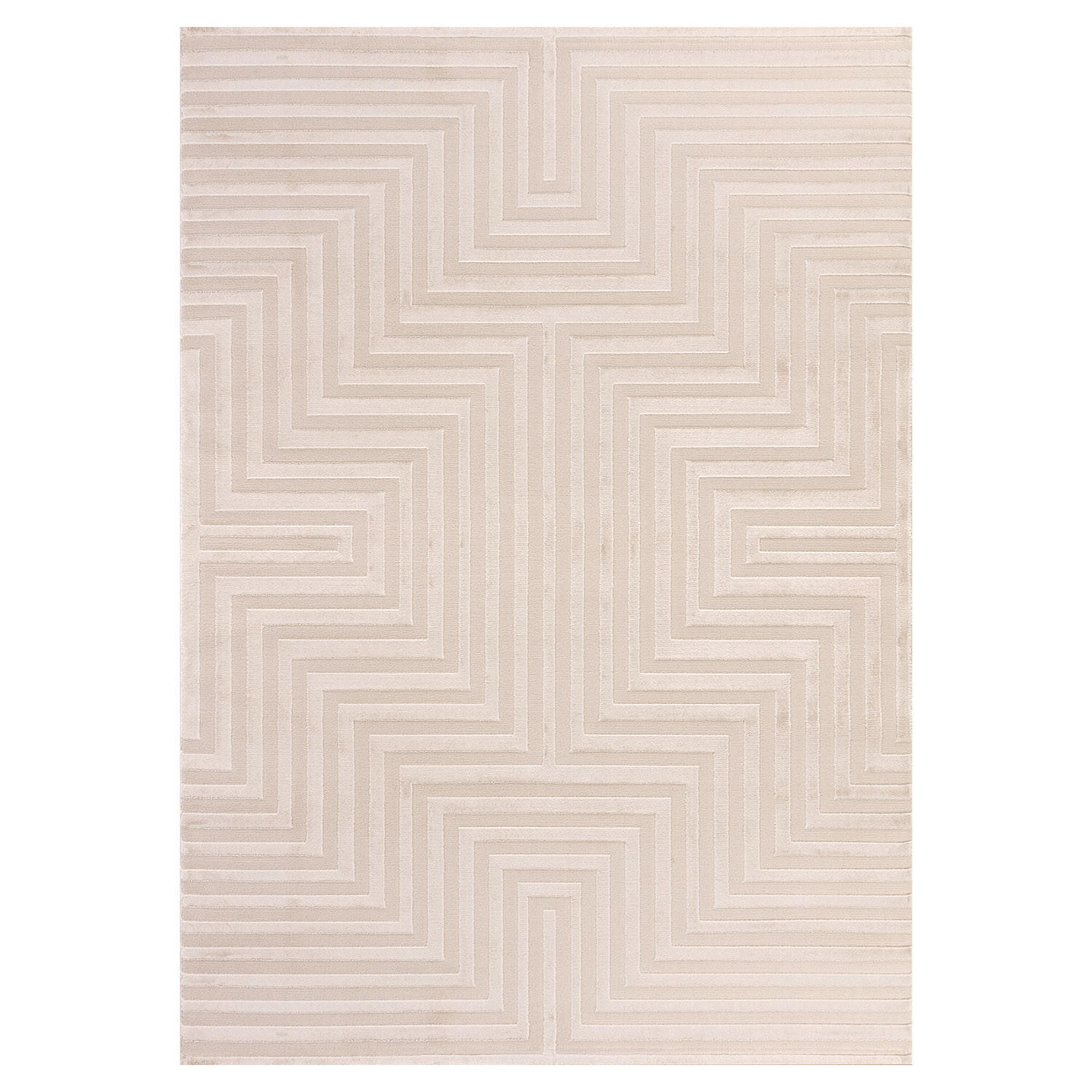 TEPPICH Kurzflor 3D-Muster Polypropylen Wohnzimmer Beige Rechteckig 120x170 - Beige, Textil (120/170cm) - KADIMA DESIGN