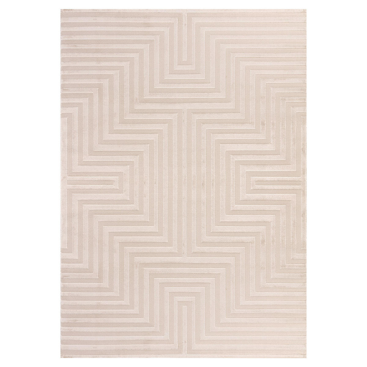 TEPPICH Kurzflor 3D-Muster Polypropylen Wohnzimmer Beige Rechteckig 120x170 - Beige, Textil (120/170cm) - KADIMA DESIGN