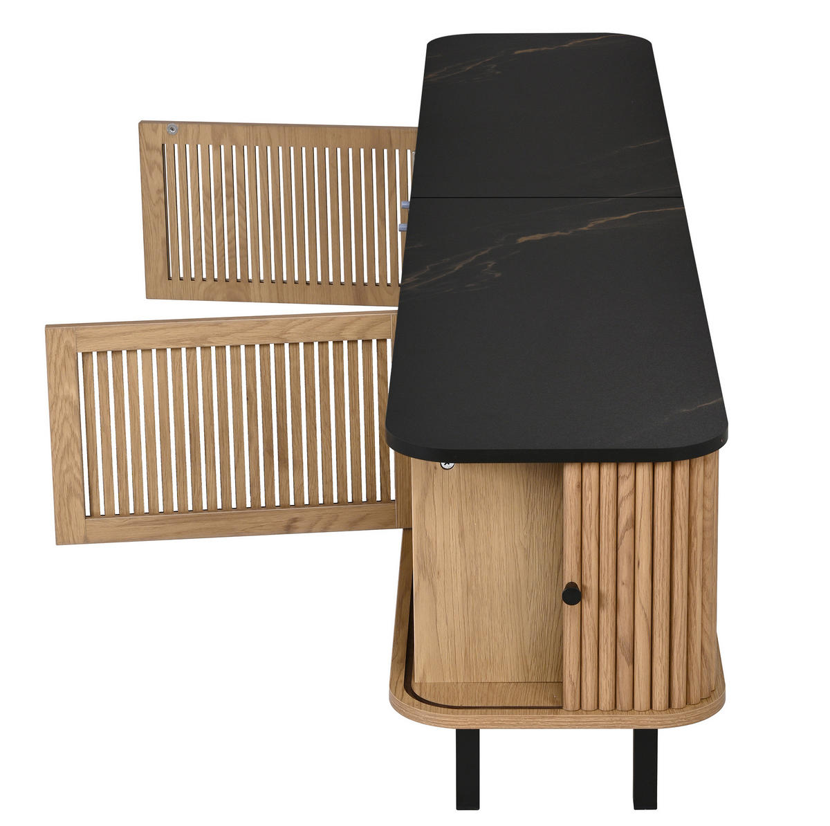 TV-SCHRANK aus MDF und Spanplatte 190x35x45 cm Eichenholzfarbe mit Schiebetüren und Stauraum - Braun, Holzwerkstoff (190/45/35cm) - IVMEU