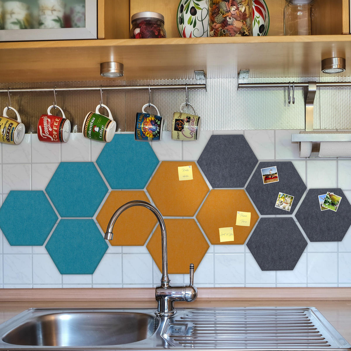 12xFILZPINNWAND - Multicolor, Textil (30/0.9/26cm) - Relaxdays