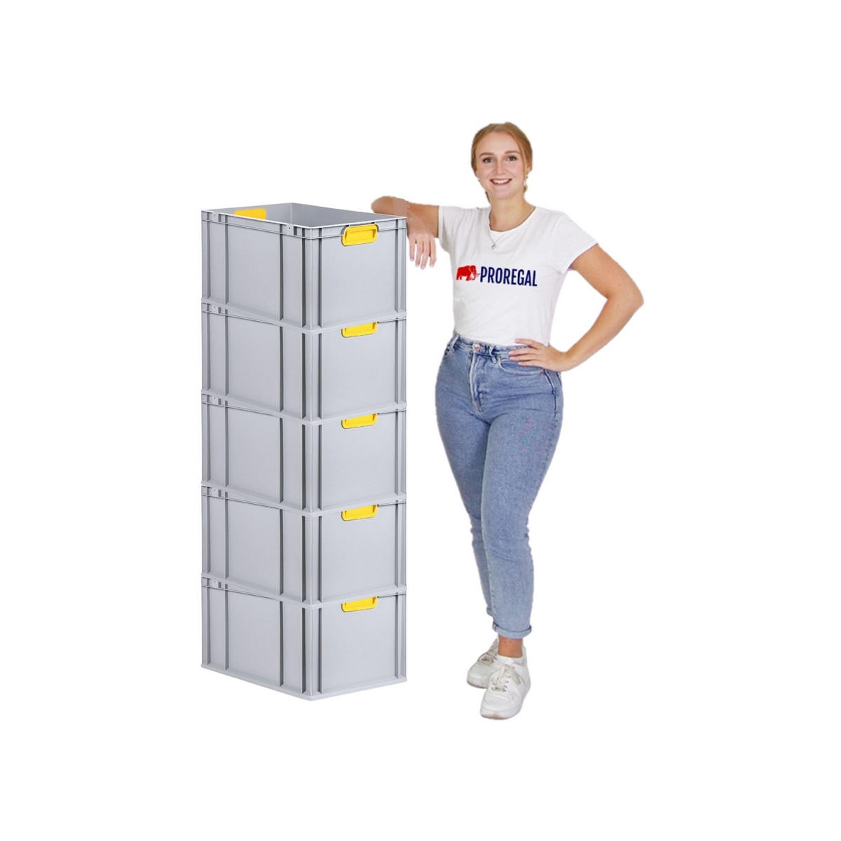 EUROBOX 5x Nextgen Color Mit Auflagedeckel 32x40x60cm Griffe Gelb Geschlossen - Gelb, Kunststoff (40/32/60cm) - PROREGAL