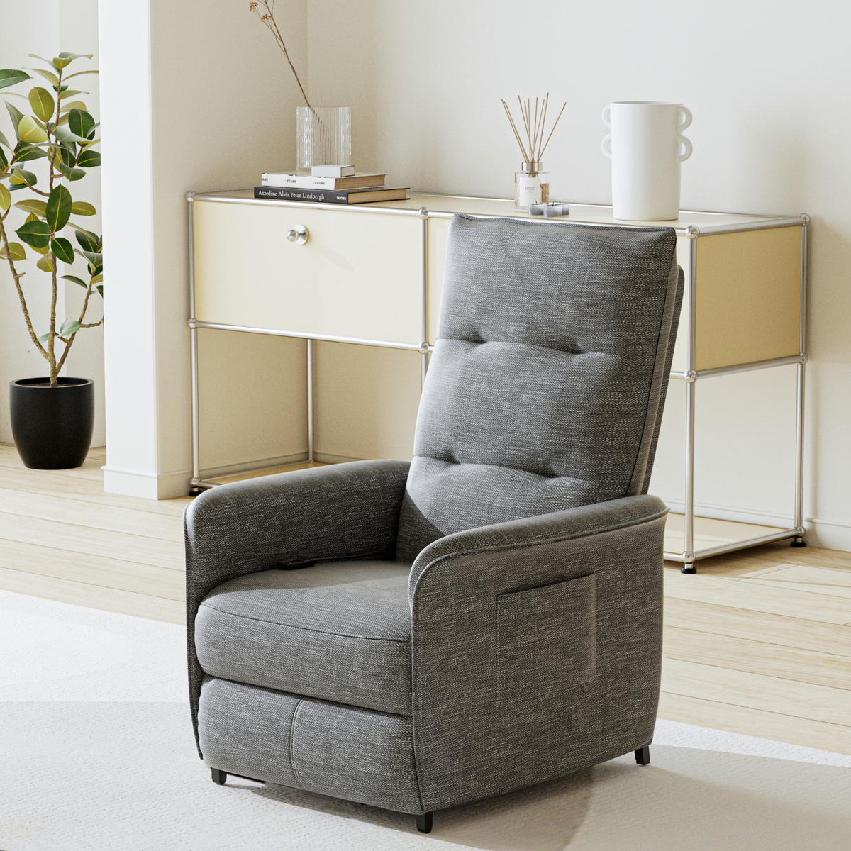 FERNSEHSESSEL Savukoski - Dunkelgrau, Textil (58/102/81cm) - [en.casa]