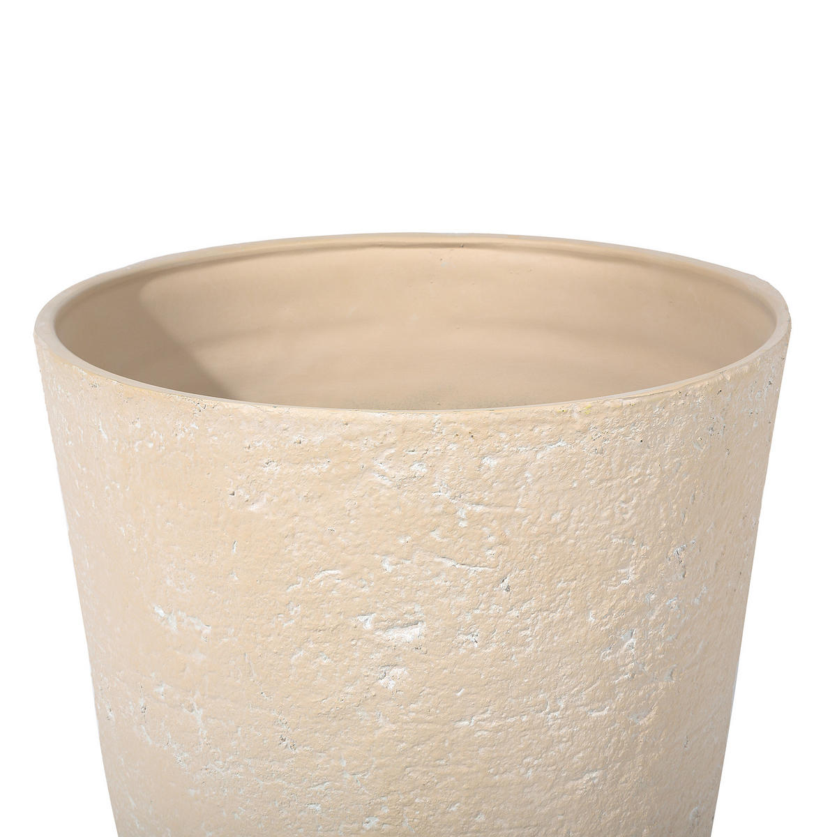 BLUMENTOPF 2er-Set sandbeige rund 51/51/71 cm Camia - Beige, Stein (71cm) - Beliani
