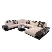 WOHNLANDSCHAFT Venedig Elfenbein Schwarz Mikrofaserstoff - Creme, Kunststoff (373/80/288cm)