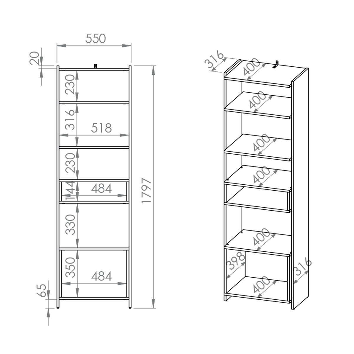 BÜCHERREGAL Tara Holz - Braun, Holzwerkstoff (55/180/40cm) - Petits-meubles