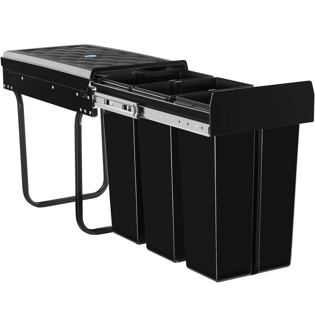 ABFALLSAMMLER Ashlyn,26 x 48 x 42 cm,schwarz - Schwarz, Kunststoff (26/42/48cm) - tectake