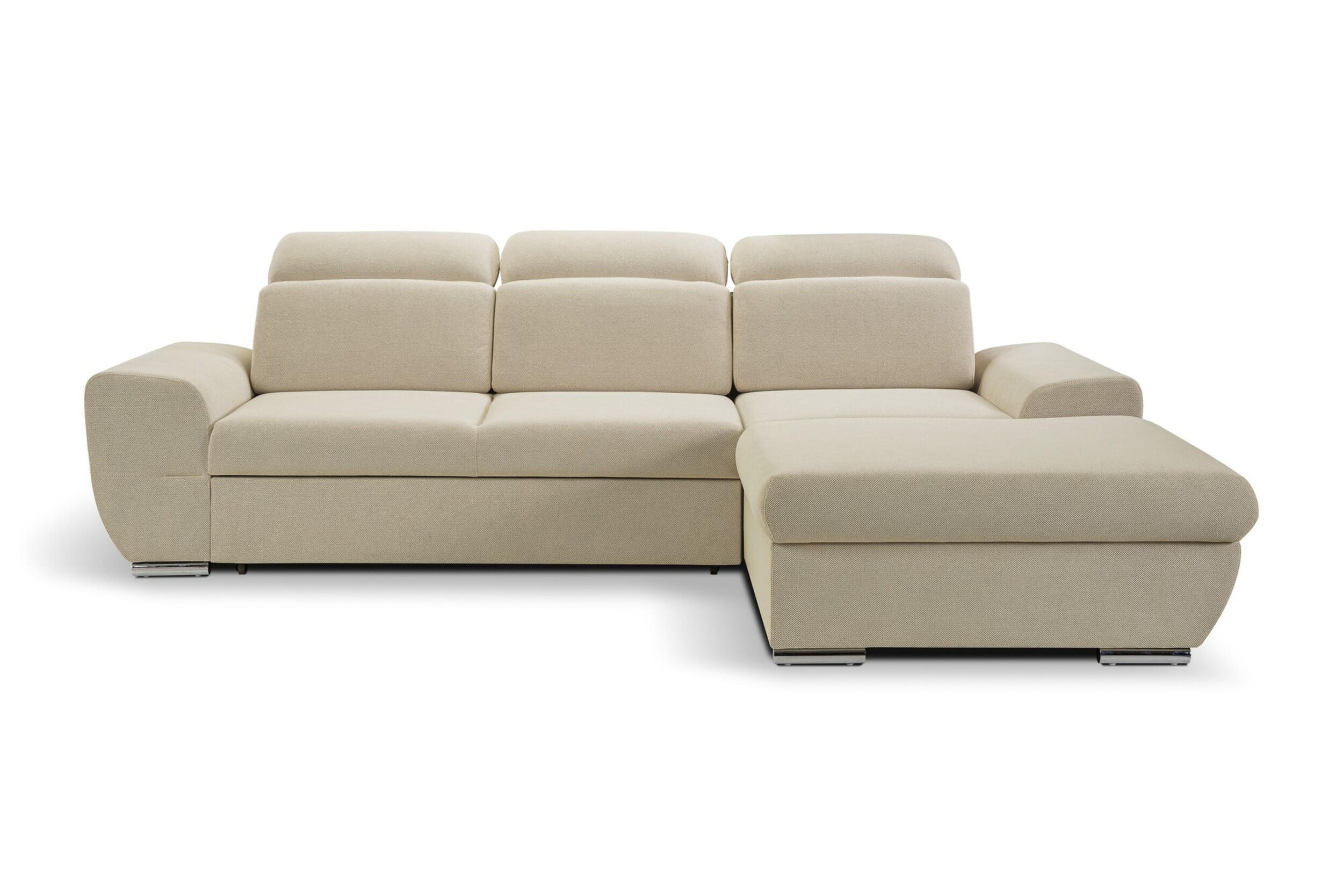 ECKSOFA - FRENSO - Rechts, Beige (Curio 09) - Beige, Holzwerkstoff (281/183cm) - Möblo