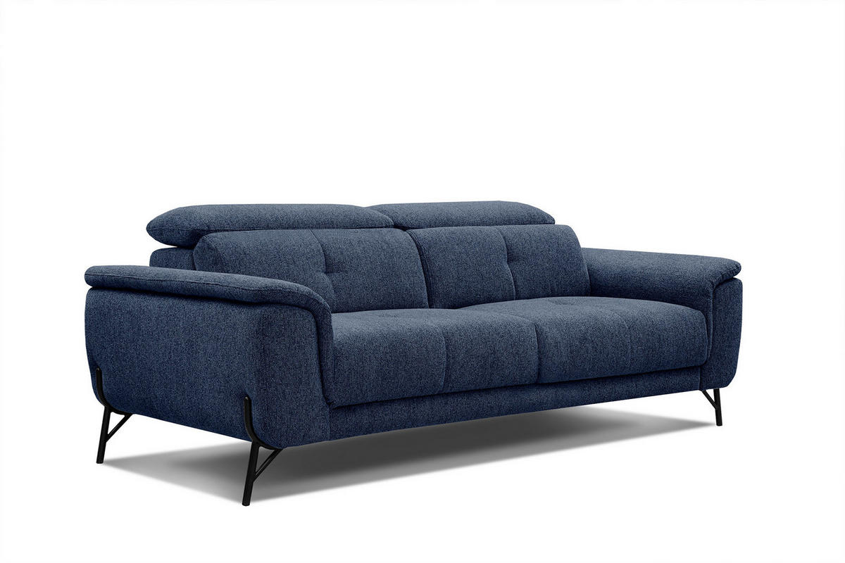 SOFA AVENA 3-Sitzer, dunkelblau - Dunkelblau, Holzwerkstoff/Textil (204/80/108cm) - Courtois Laville
