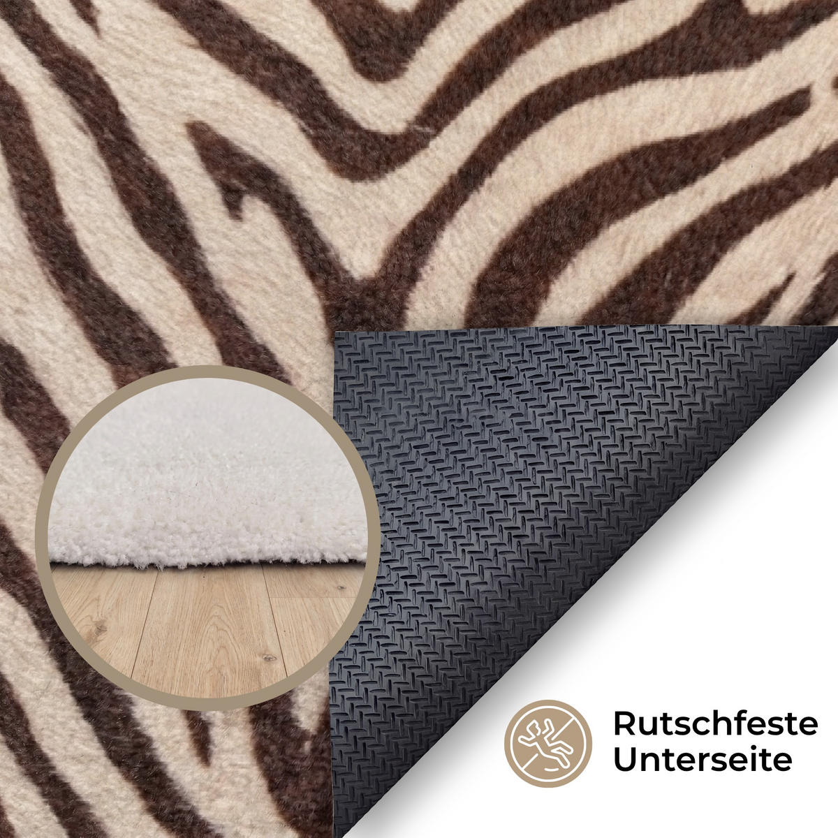 KOBERCE - Zebra - Pruhy - hnedá - 230x150 cm - čierna, textil/plast (230/0.4cm) - OnlyWow