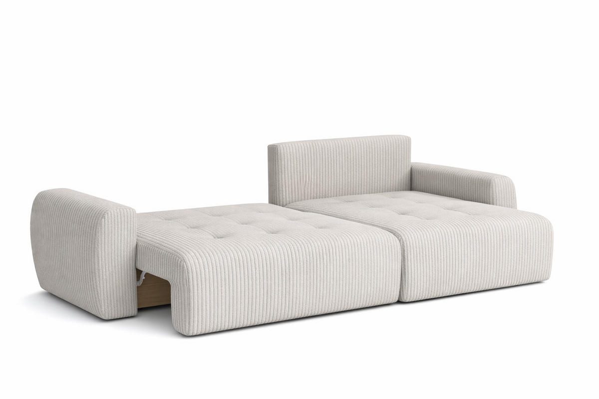 ECKSOFA Mit Schlaffunktion Und Bettkasten L-Form Ivo L, Cordstoff Poso, Beige, Rechts - Beige, Holz (250/142cm) - Kaiser Möbel