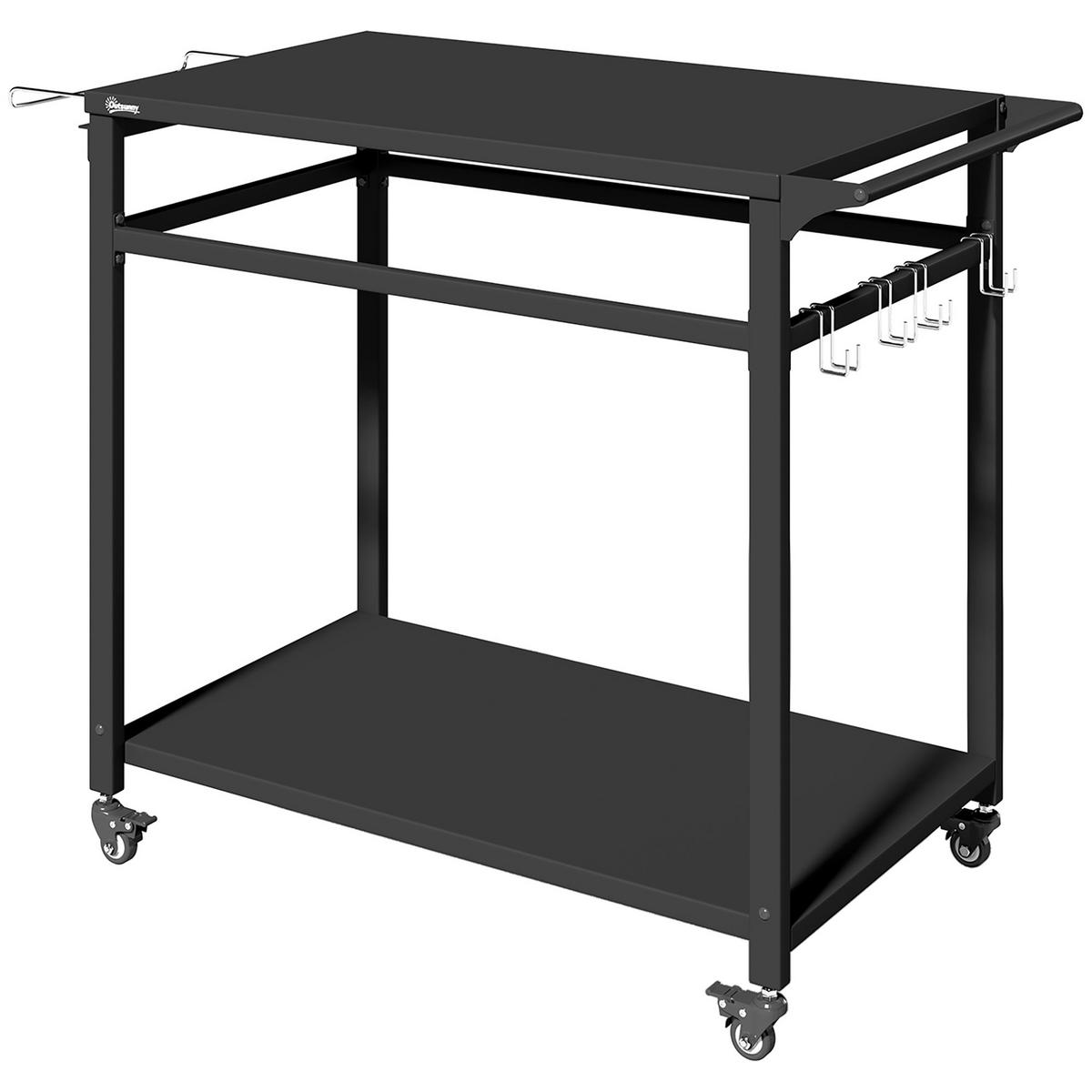 GRILLWAGEN DE-10305 2-stöckig mit Müllbeutelhalter Schwarz - Schwarz, Metall (50.5/88/113cm) - ComfortXL