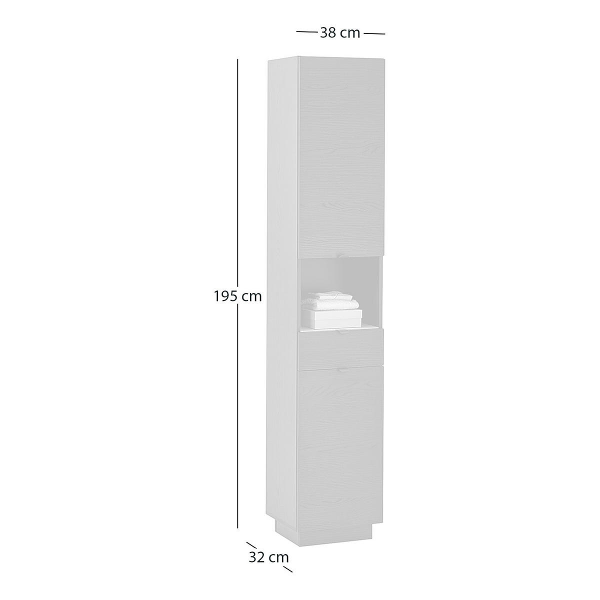 HOCHSCHRANK - Schwarz Struktur - Schwarz, Holzwerkstoff (38/195/32cm) - home24