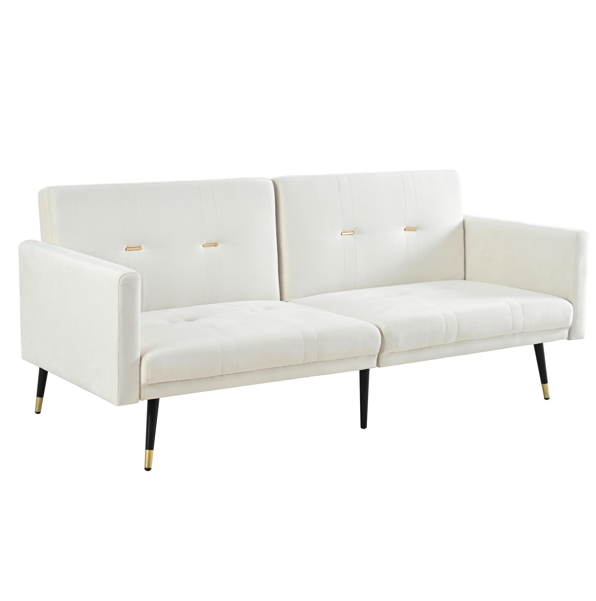SCHLAFSOFA mit verstellbaren Rückenlehnen, 2-in-1 Gästebett und Samtbezug, Beige - Beige, Textil (164/70/89cm) - Redom