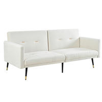 SCHLAFSOFA mit verstellbaren Rückenlehnen, 2-in-1 Gästebett und Samtbezug, Beige - Beige, Textil (164/70/89cm) - Redom