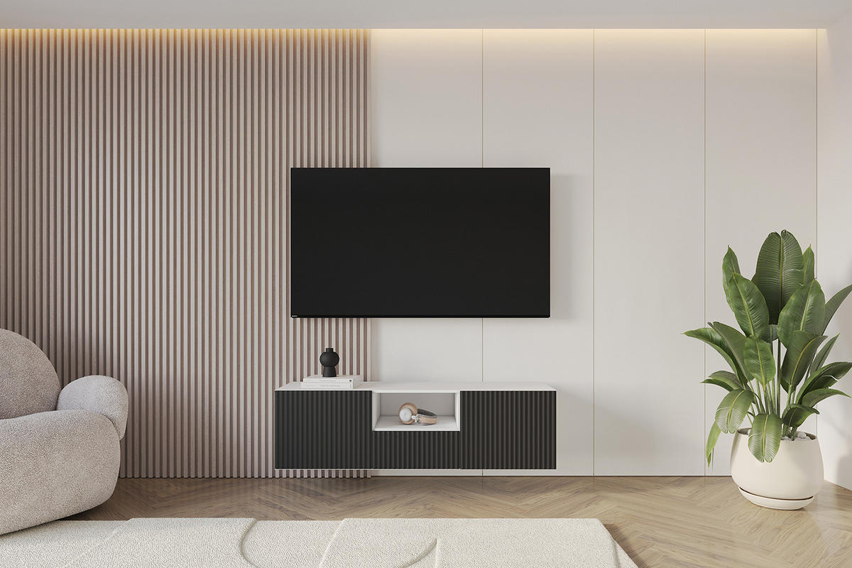 LOWBOARD NOA-2-W 140x40x41 cm - Weiß / Schwarz - Schwarz, Holzwerkstoff (140/40/41cm) - ALTDECOR