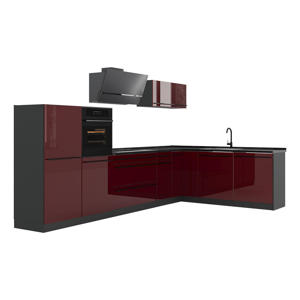 Vicco Eckküche Rot, Anthrazit 347x143x60 cm