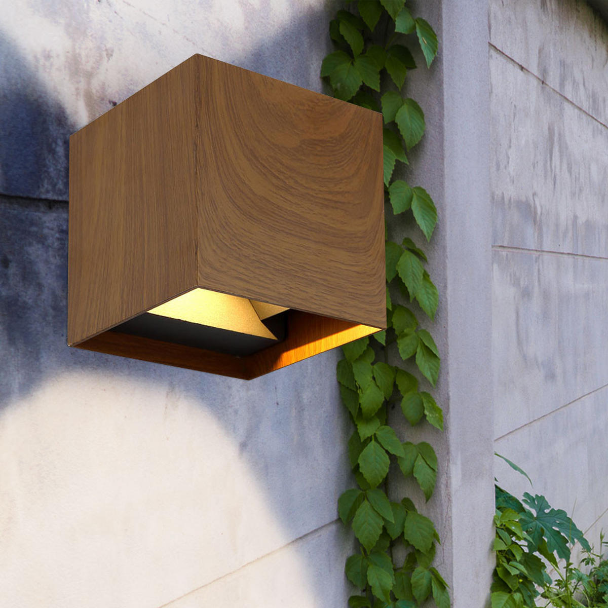 LED WANDLEUCHTE VERONIKA Holzoptik Braun - Braun, Metall (10/10/10cm) - Globo Lighting