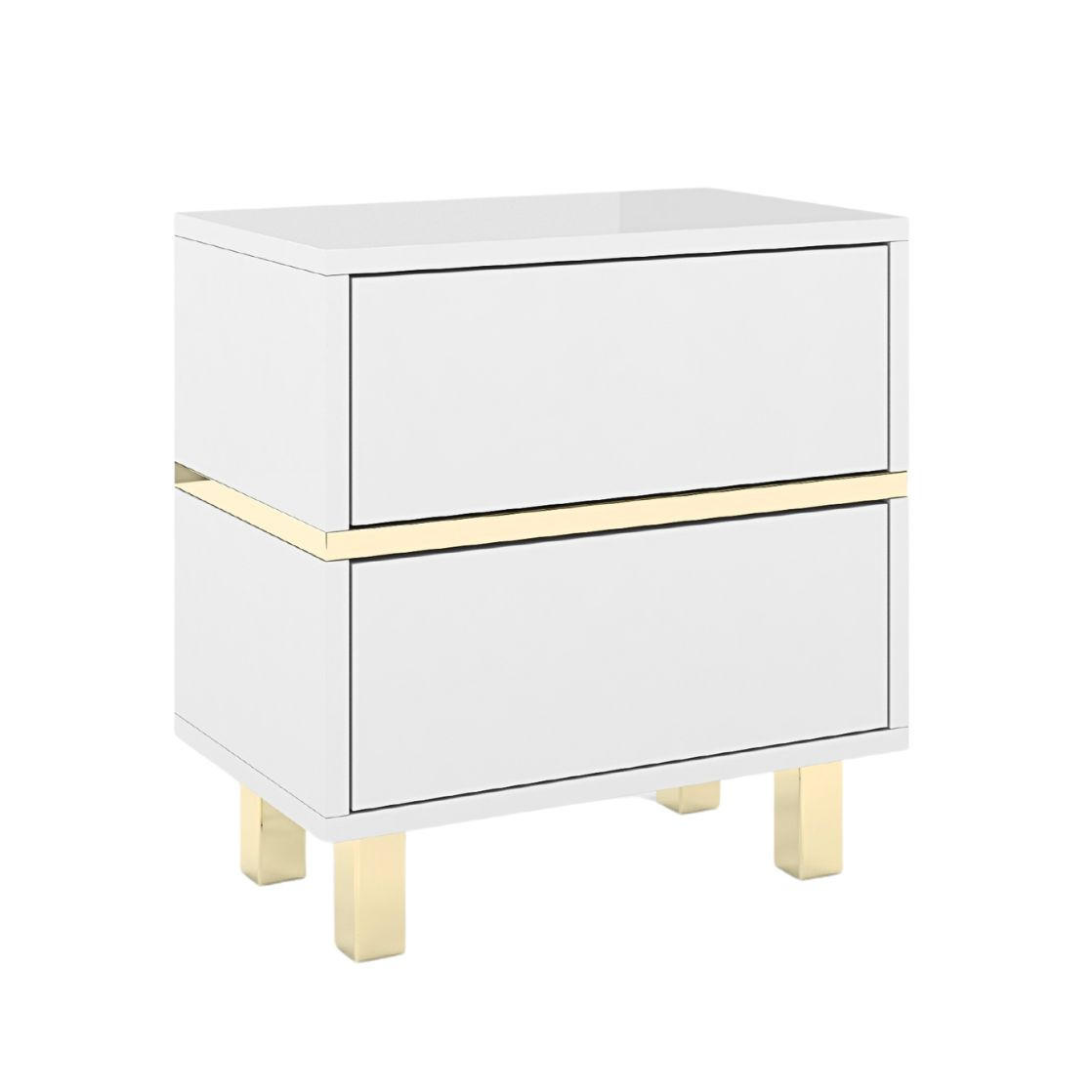 NACHTTISCH Magica, Weiß, Gold, Hochglanz - Goldfarben/Weiß, Holzwerkstoff (80.1/63/33cm) - Dancan