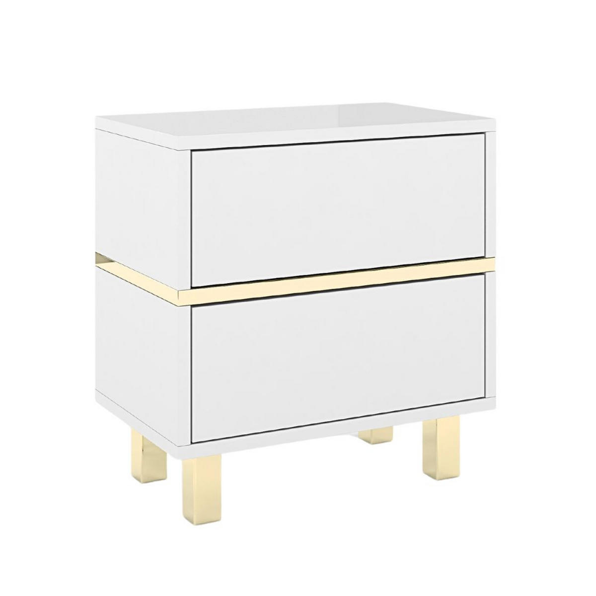 NACHTTISCH Magica, Weiß, Gold, Hochglanz - Goldfarben/Weiß, Holzwerkstoff (80.1/63/33cm) - Dancan