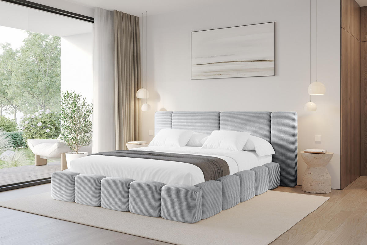 POLSTERBETT mit Bettkasten und Lattenrost, Bett mit Matratze H3/H4 - NILO 140x200 Grau - Anthrazit, Holzwerkstoff/Textil (140/200cm) - ALTDECOR