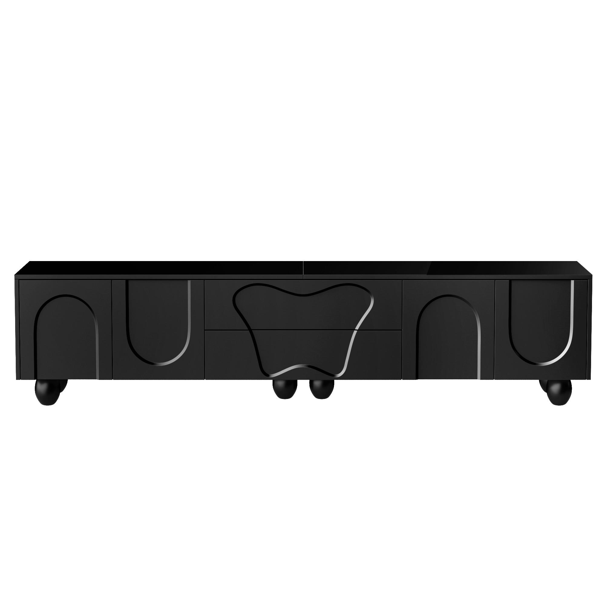 TV-LOWBOARD Schwarz 180/40/42 cm - Schwarz, Holzwerkstoff (180/42/40cm) - PANGIVO