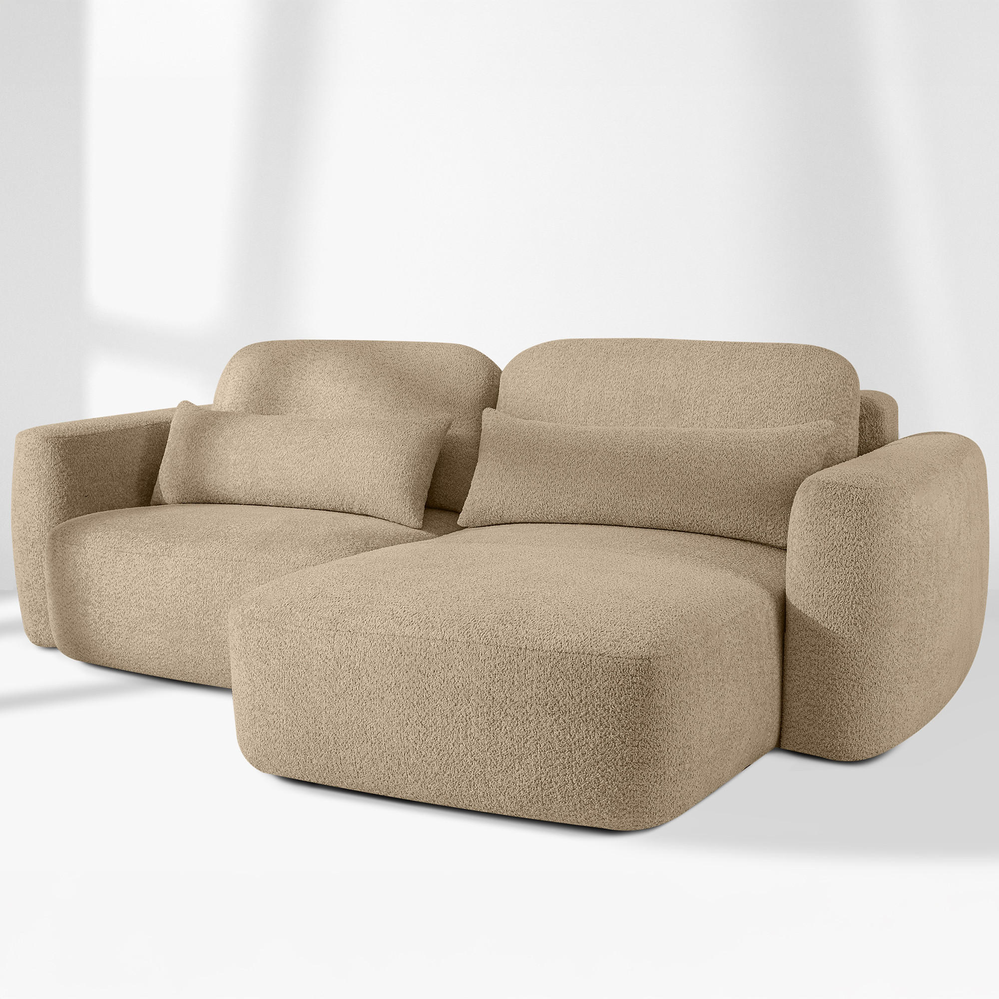 ECKSOFA rechts ELOSA - Ecru, Holz/Textil (245/165cm) - KONSIMO®