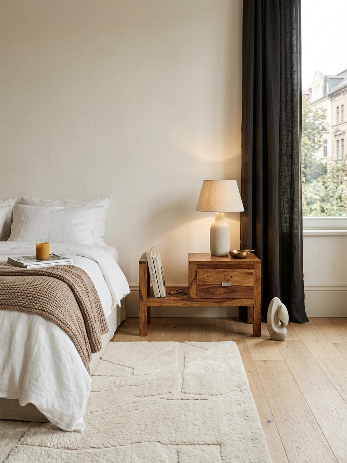 NACHTTISCH – Massivholz, Landhausstil, 60x30x40 cm, Schublade & Ablage - Braun, Holz/Metall (60/40/30cm) - KADIMA DESIGN