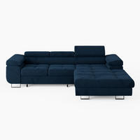 ECKSOFA VEMO CORE Rechts Dunkelblau Velours-Stoff mit Schlaffunktion und Bettkasten - Dunkelblau, Holz/Metall (280/205cm) - Barchello