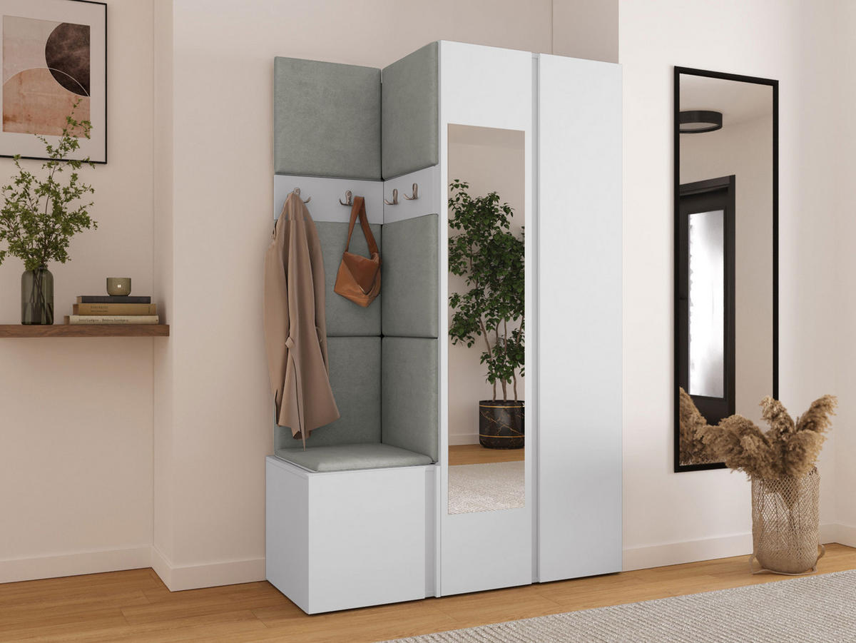 MOBILIER PENTRU HOL Orion XXVI - alb/gri, material plastic/compozit lemnos (116/186/46cm) - MIRJAN24