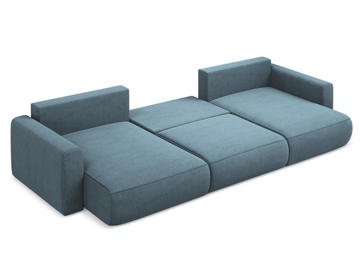 WOHNLANDSCHAFT Strukturstoff Stoff Blau - Blau/Schwarz, Kunststoff/Textil (340/82/149cm) - Makamii