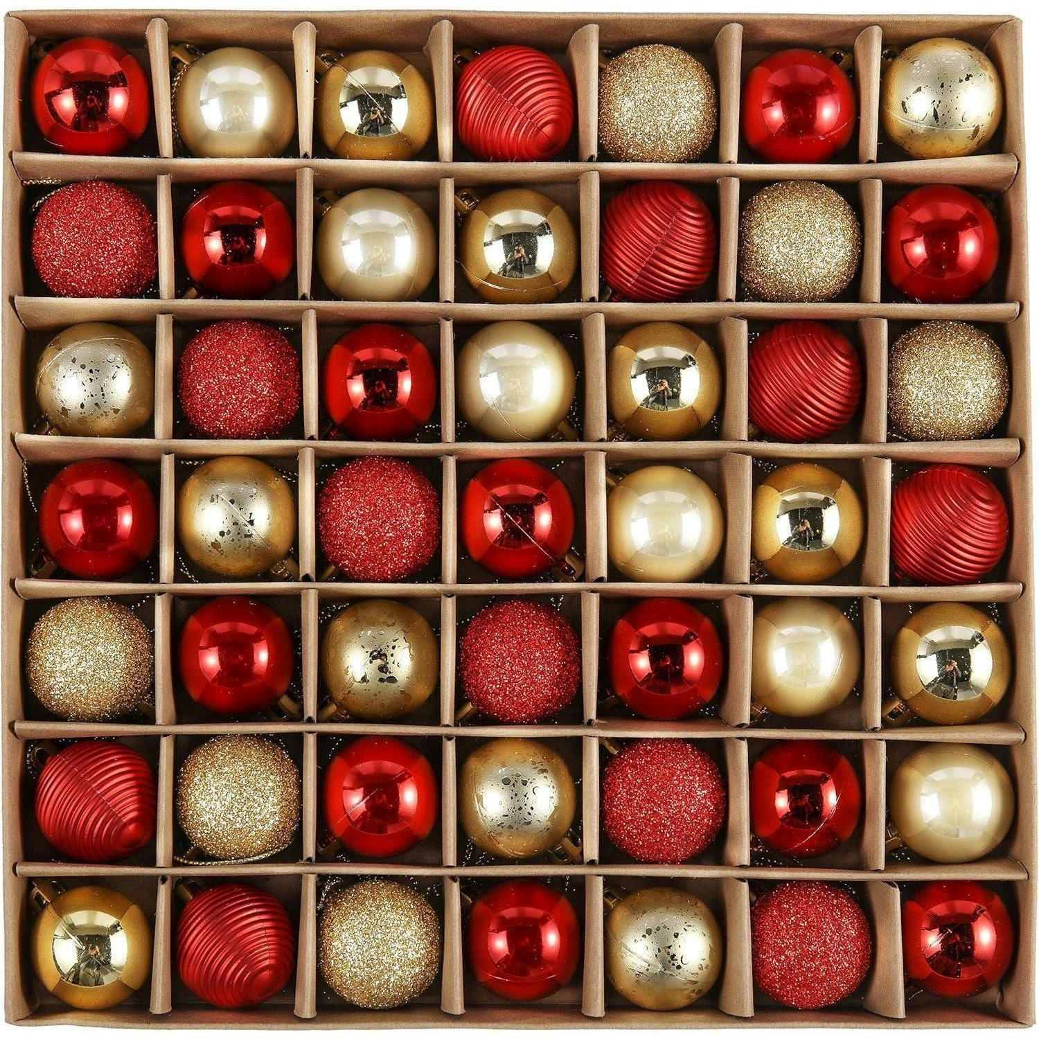 WEIHNACHTSKUGELN 49-teiliges Set Rot Gold - Multicolor, Kunststoff (7/7/7cm)