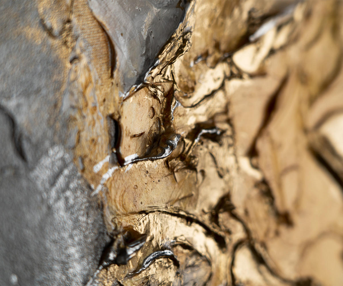 GEMÄLDE Harmonie von Gold und Silber Schattenfugenrahmen Beige 120x80 cm - Beige, Holz (120/80cm) - YS-art gallery