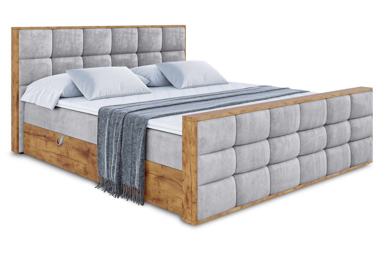 BOXBETT mit Matratze H3 und Lattenrost - LOLLI2-Z - 180x200 - Grau Monolith - Grau, Holzwerkstoff (180/200cm) - ALTDECOR