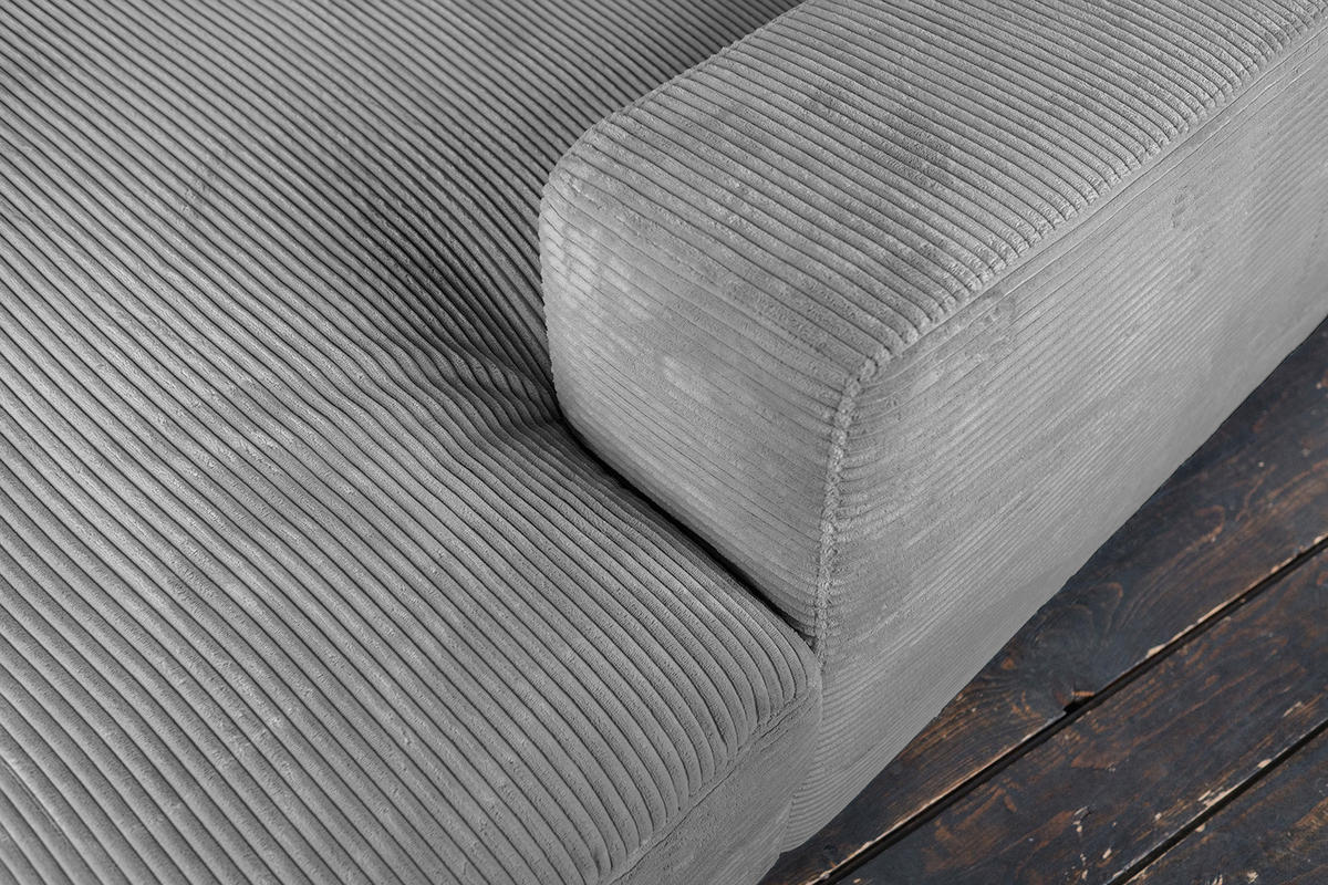 BIG SOFA-SET 6-TLG MADELINE Grau Cord - Schwarz/Grau, Kunststoff/Textil (290/85/170cm) - KAWOLA