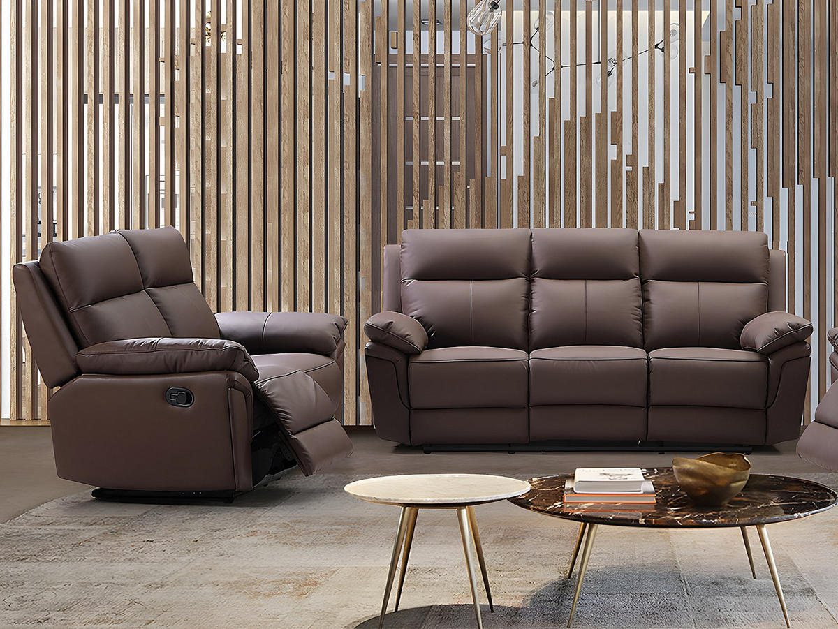 COUCHGARNITUR - 5 Personen - leder - schokoladenbraun Pakita - Braun, Leder (153/102/92cm) - Vente-Unique