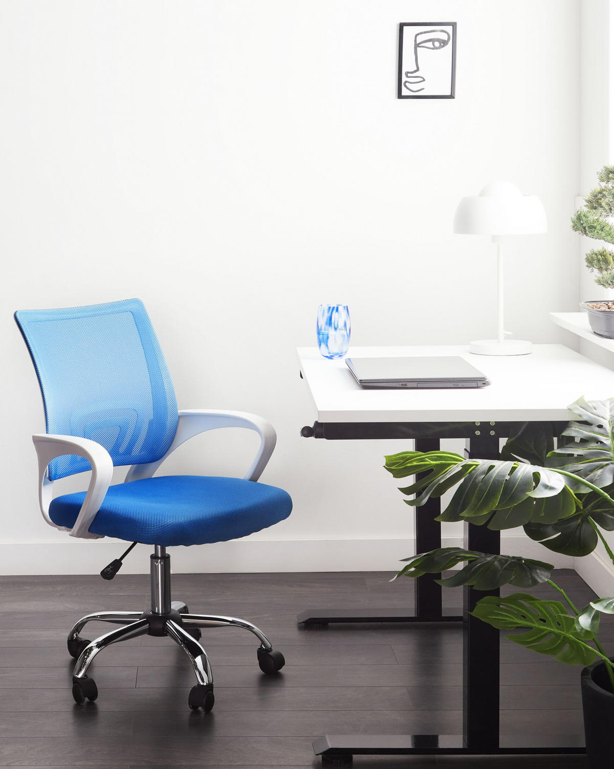 BÜROSTUHL Blau Solid - Blau/Silberfarben, Textil (60/88/60cm) - Beliani