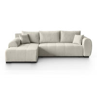 ECKSCHLAFSOFA Diana mt Bettkasten beige links - Beige/Schwarz, Textil (255/175cm) - Beautysofa