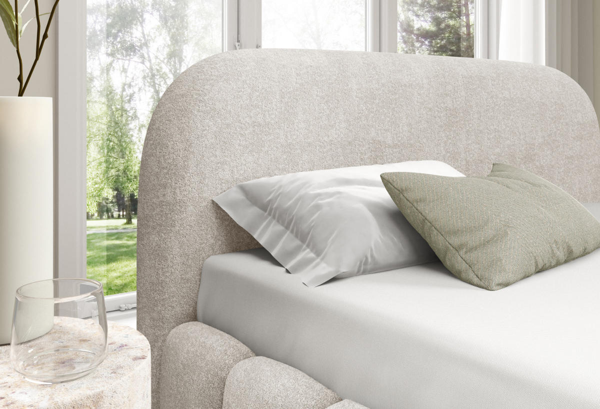 POLSTERBETT mit Stauraum 140x200 cm in Creme - Creme, Textil (140/200cm) - Home Collective