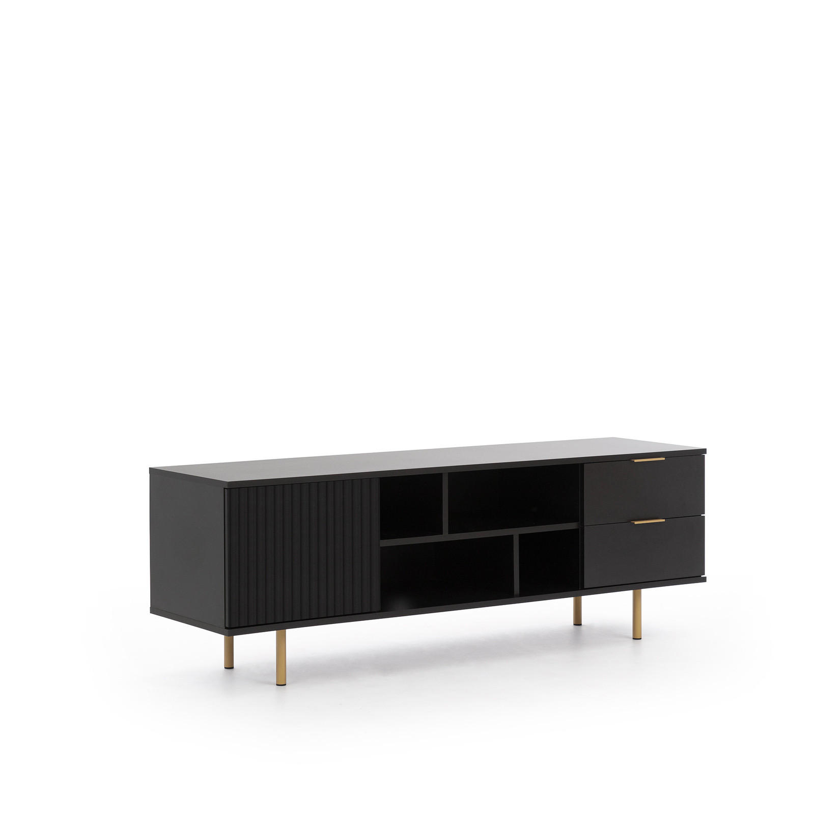 TV-LOWBOARD Nubia 150 cm Schwarz - Goldfarben/Schwarz, Holzwerkstoff/Metall (150/52/41cm) - Ravio
