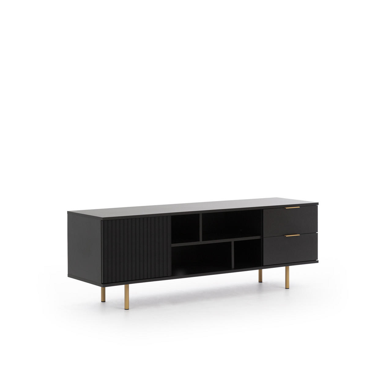 TV-LOWBOARD Nubia 150 cm Schwarz - Goldfarben/Schwarz, Holzwerkstoff/Metall (150/52/41cm) - Ravio