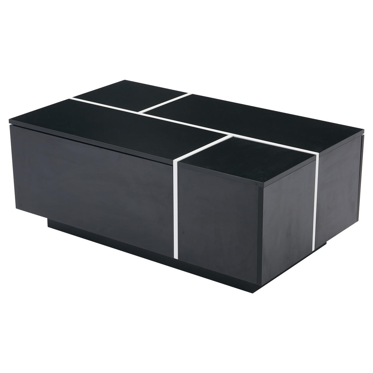 COUCHTISCH 100/60/40 cm schwarz mit 4 Schubladen und Hochglanzoberfläche - Schwarz, Holzwerkstoff (100/60/40cm) - OKWISH