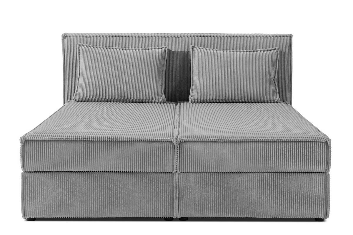 BOXSPRINGBETT ROTI mit Stauraum, hellgrau - Hellgrau/Schwarz, Holz/Holzwerkstoff (160/200cm) - KONSIMO®